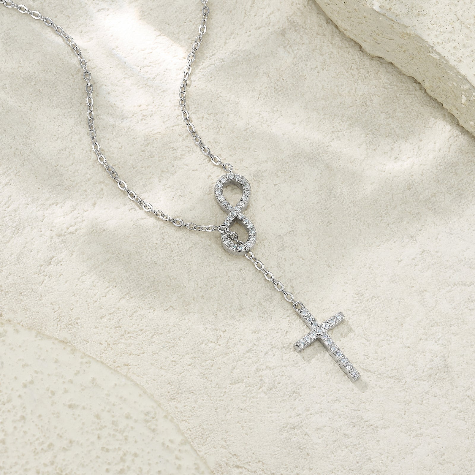 Infinity Cross Moissanite Pendant Necklace