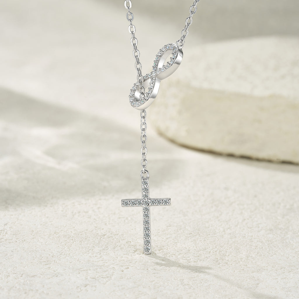 Infinity Cross Moissanite Pendant Necklace