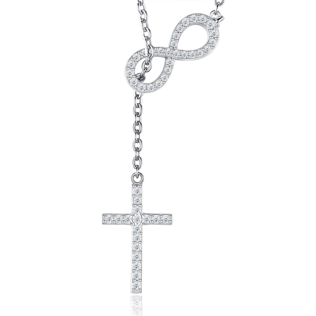 Infinity Cross Moissanite Pendant Necklace