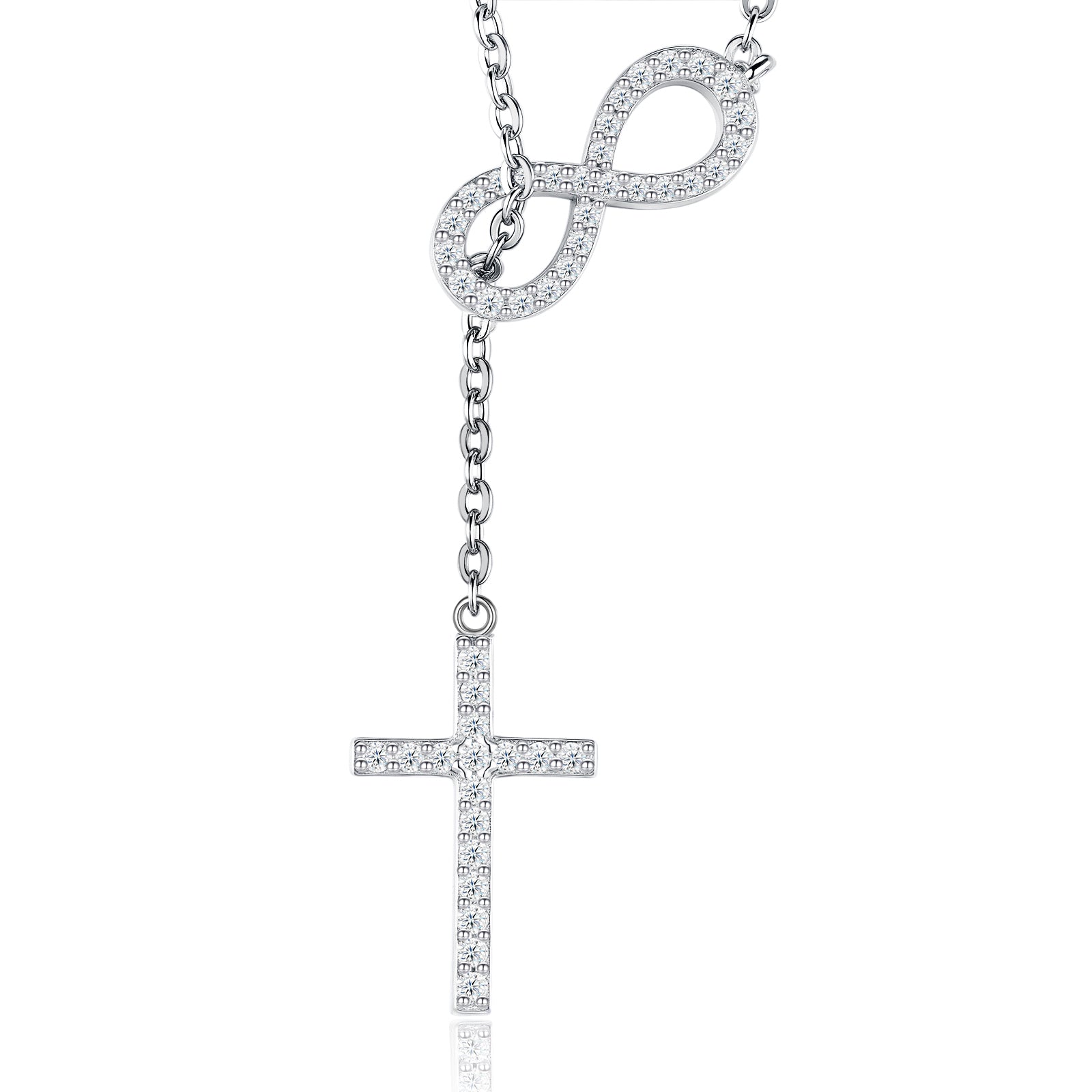 Infinity Cross Moissanite Pendant Necklace