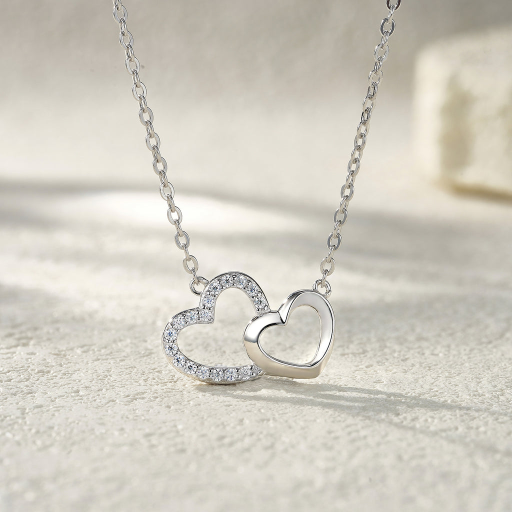 Interlocking Heart Moissanite Pendant Necklace