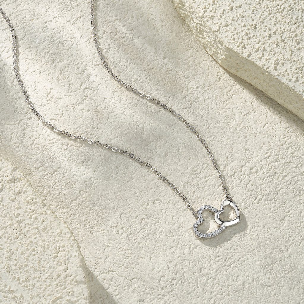 Interlocking Heart Moissanite Pendant Necklace