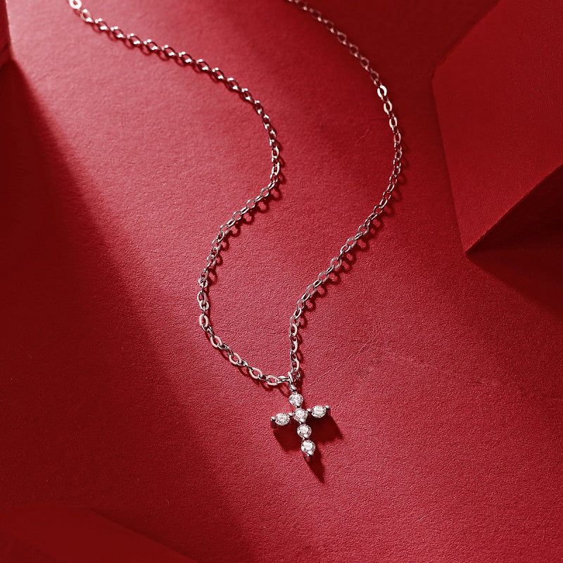 Cross Light Moissanite Pendant Necklace