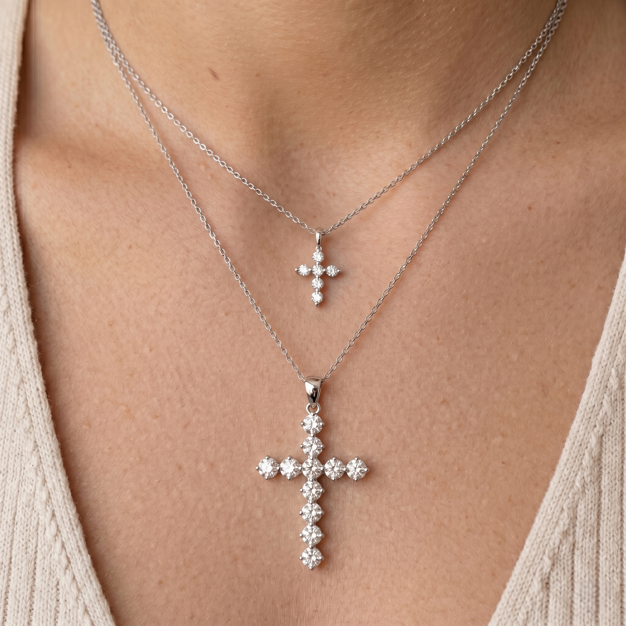 Cross Light Moissanite Pendant Necklace