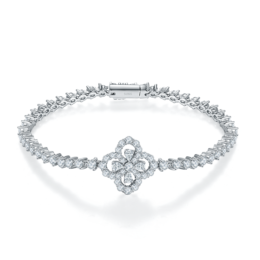 Four Leaf Motif Moissanite Tennis Bracelet