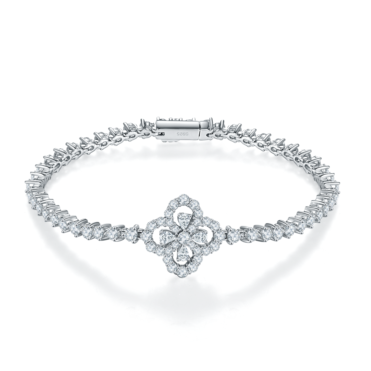 Four Leaf Motif Moissanite Tennis Bracelet