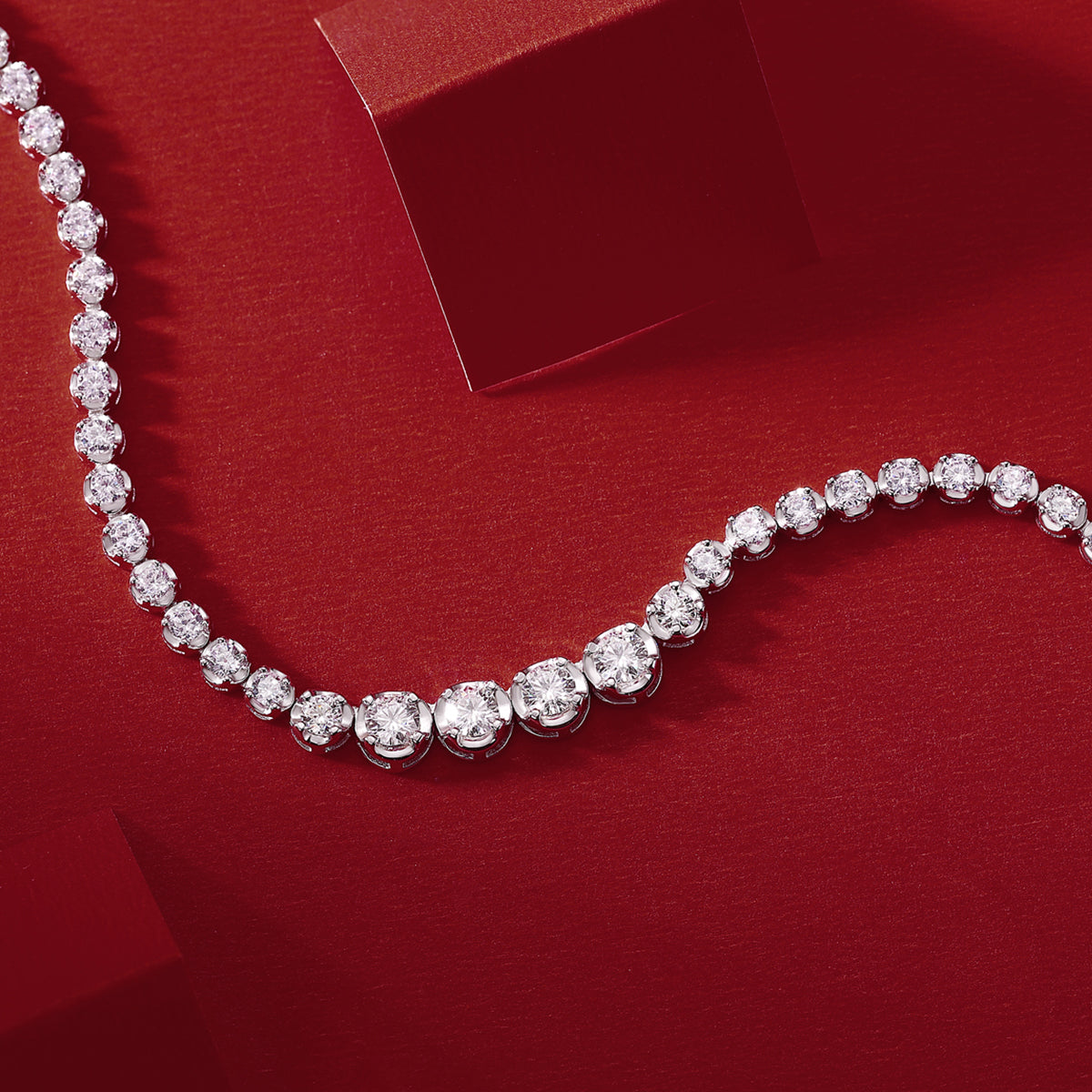 Moissanite Tennis Necklace in 925 Sterling Silver with White Gold Plating – 1.2 ct