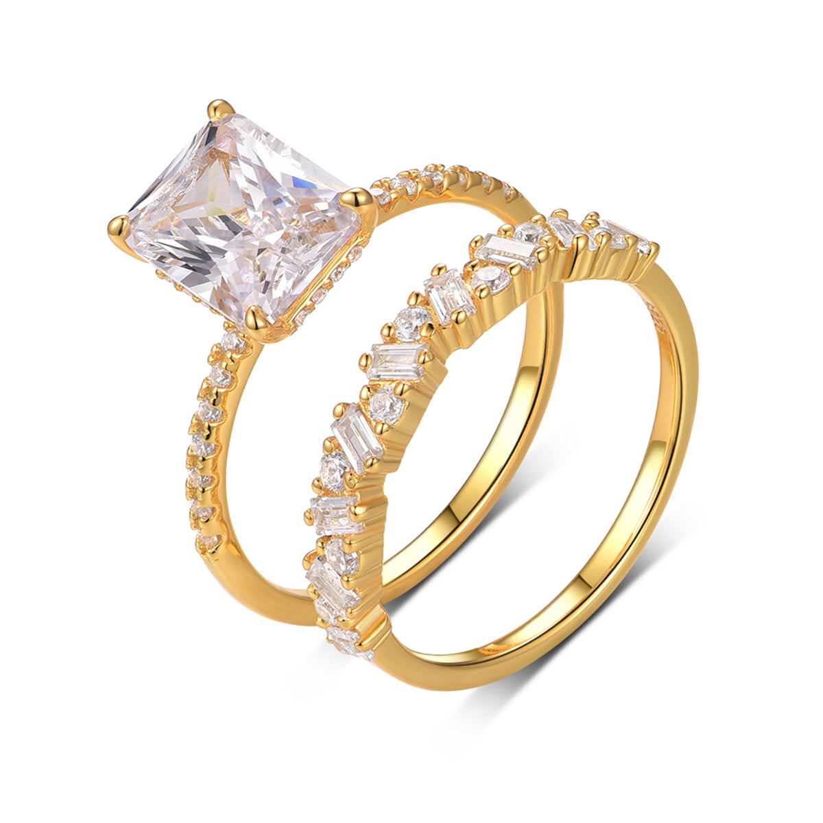 Radiant Cut Moissanite Bridal Ring Set