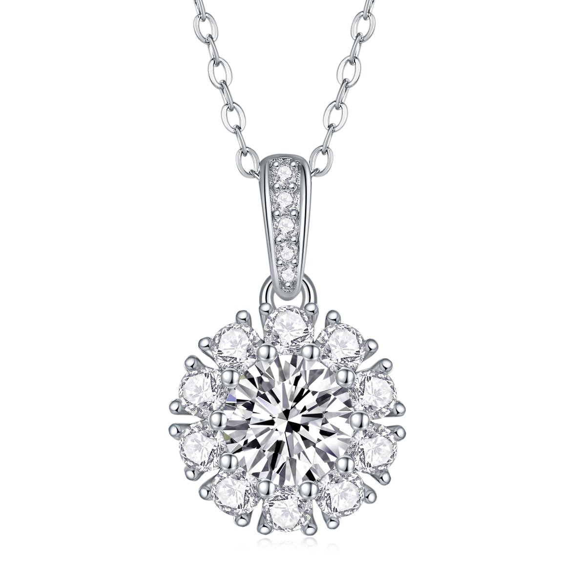 Halo Bloom Moissanite Pendant Necklace