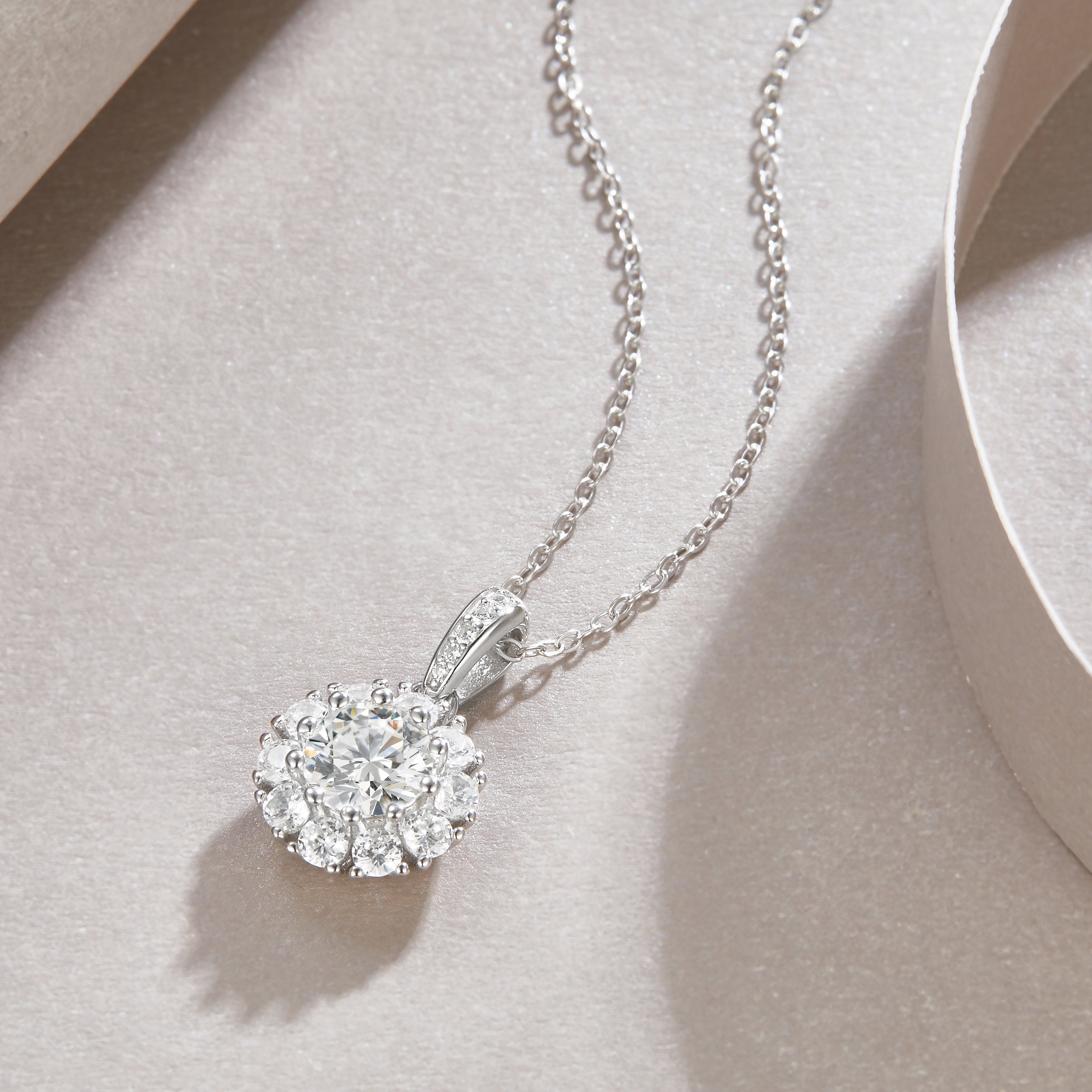 Halo Bloom Moissanite Pendant Necklace