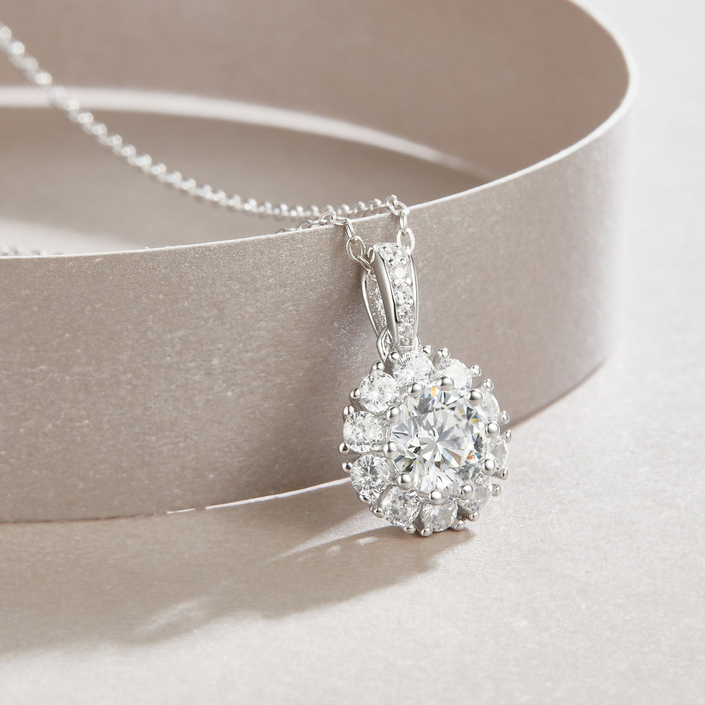 Halo Bloom Moissanite Pendant Necklace