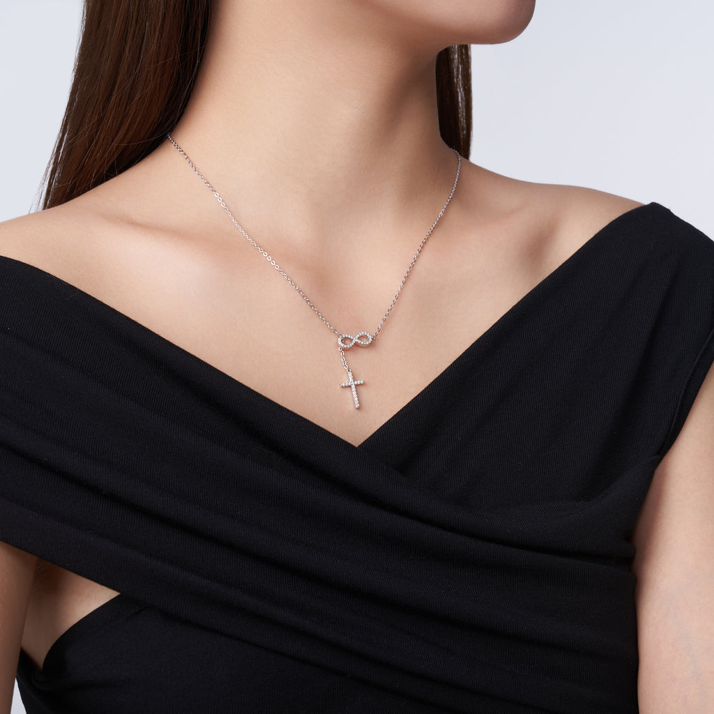 Infinity Cross Moissanite Pendant Necklace