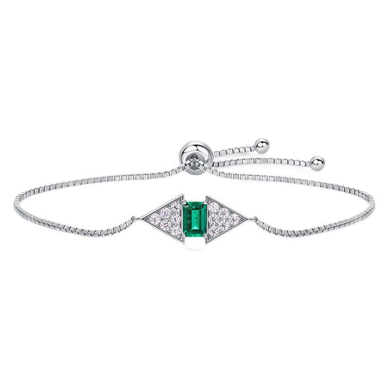 Emerald Cut Gemstone Adjustable Bracelet