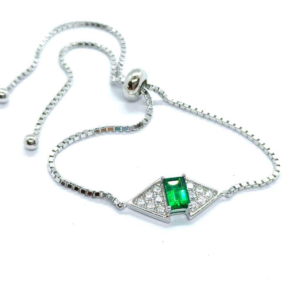 Emerald Cut Gemstone Adjustable Bracelet