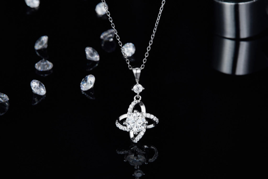 Windmill Motif Moissanite Jewelry Set in 925 Sterling Silver with White Gold Plating