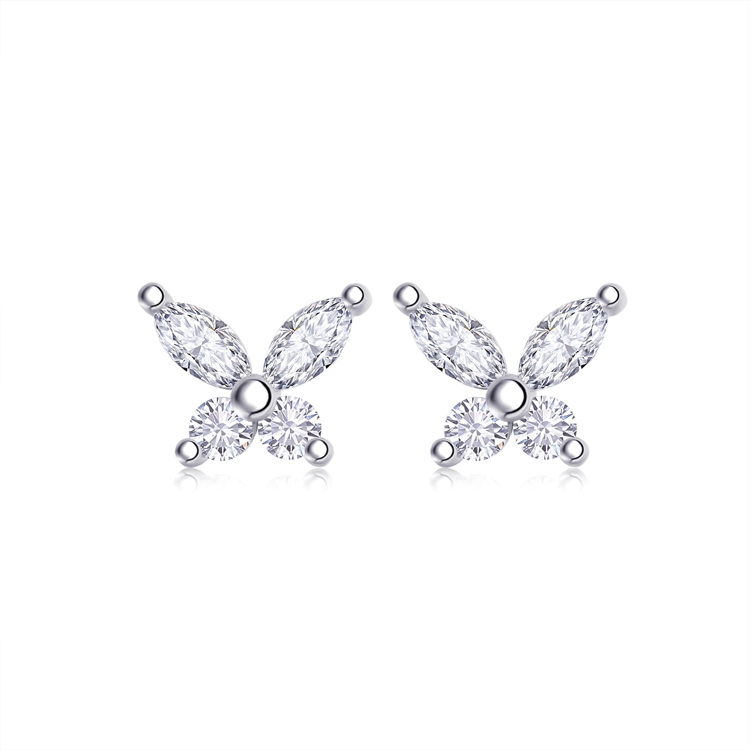 Butterfly Moissanite Stud Earrings in 925 Sterling Silver with 18K White Gold Plating – 0.73 ct