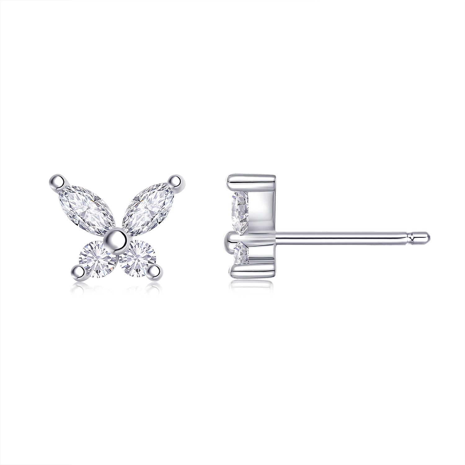 Butterfly Moissanite Stud Earrings in 925 Sterling Silver with 18K White Gold Plating – 0.73 ct