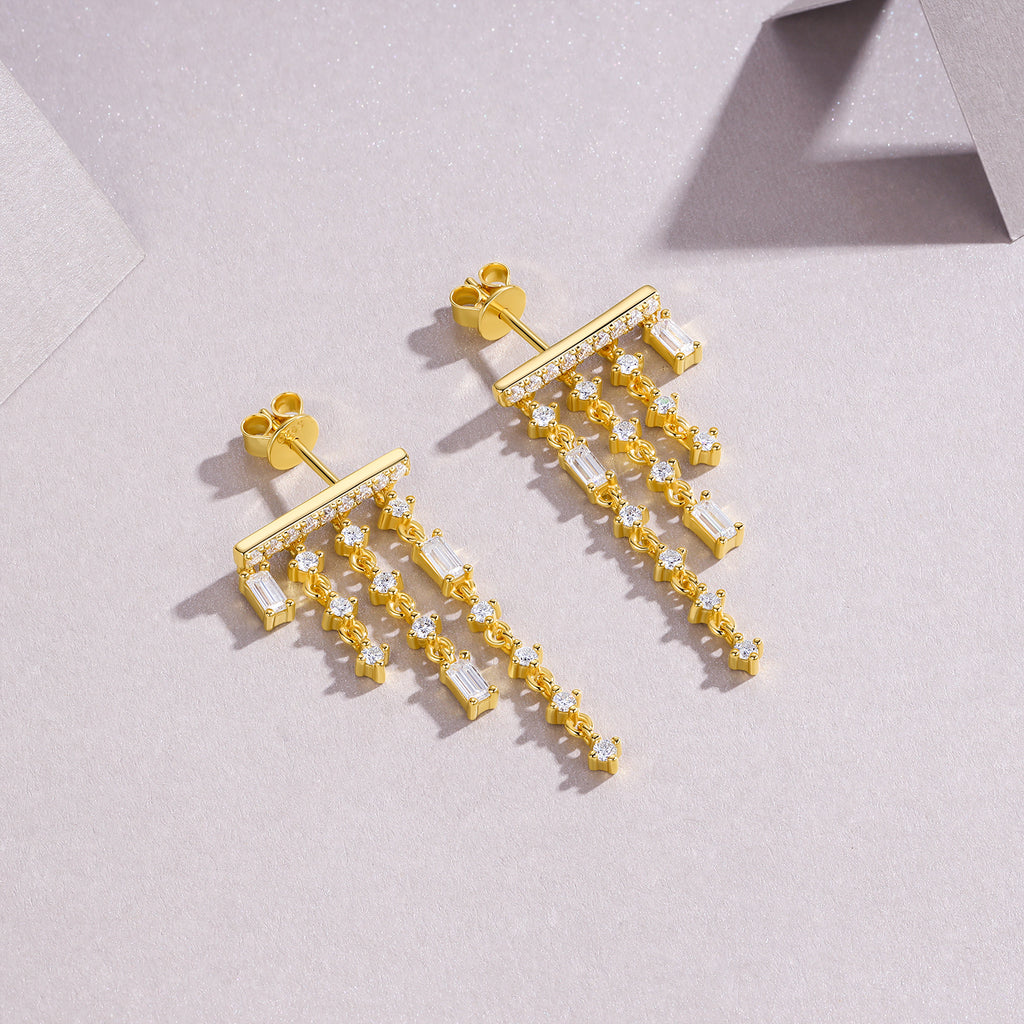 Cascading Fringe Moissanite Earrings