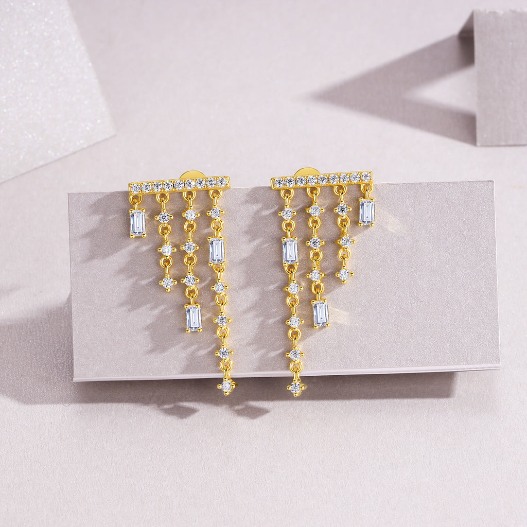 Cascading Fringe Moissanite Earrings