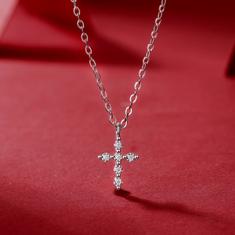 Cross Light Moissanite Pendant Necklace