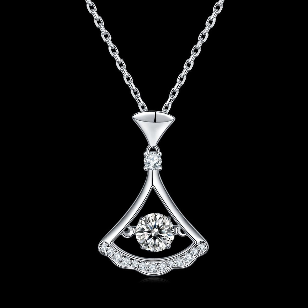 Skirt Dance Moissanite Necklace in 925 Sterling Silver with White Gold Plating - 0.5 ct