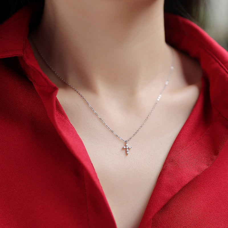 Cross Light Moissanite Pendant Necklace