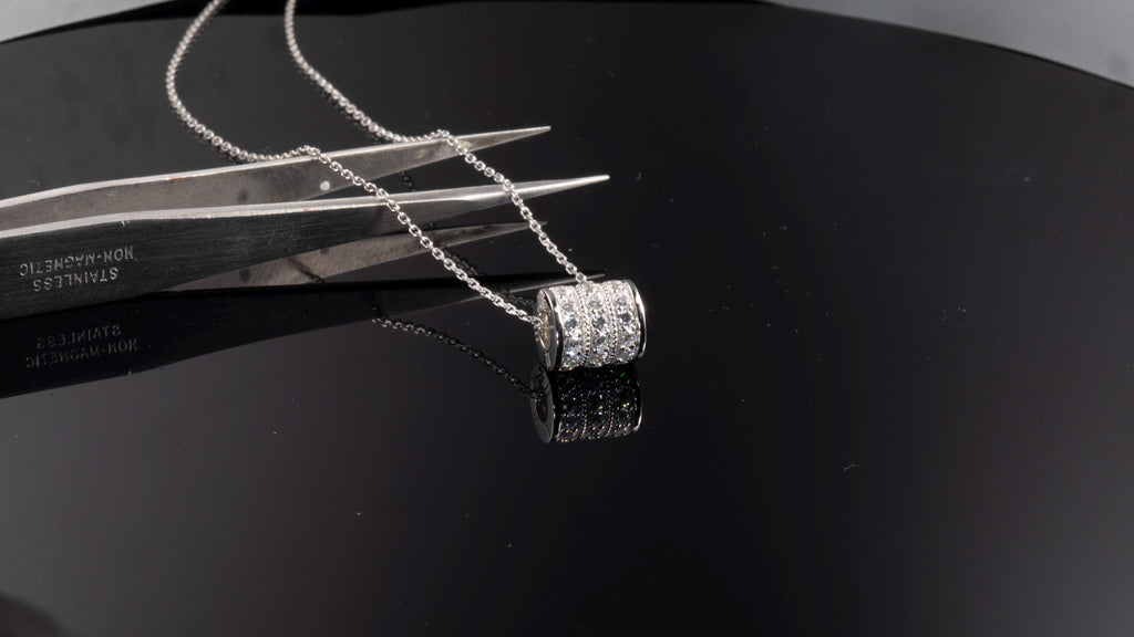 Slender Waist Moissanite Necklace in 925 Sterling Silver with White or Rose Gold Plating