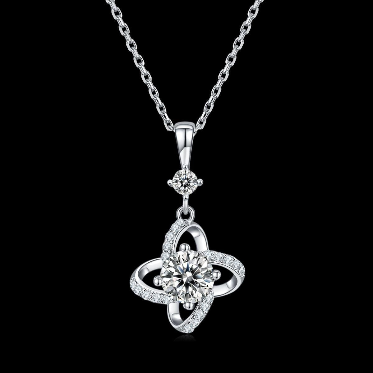 Windmill Motif Moissanite Jewelry Set in 925 Sterling Silver with White Gold Plating