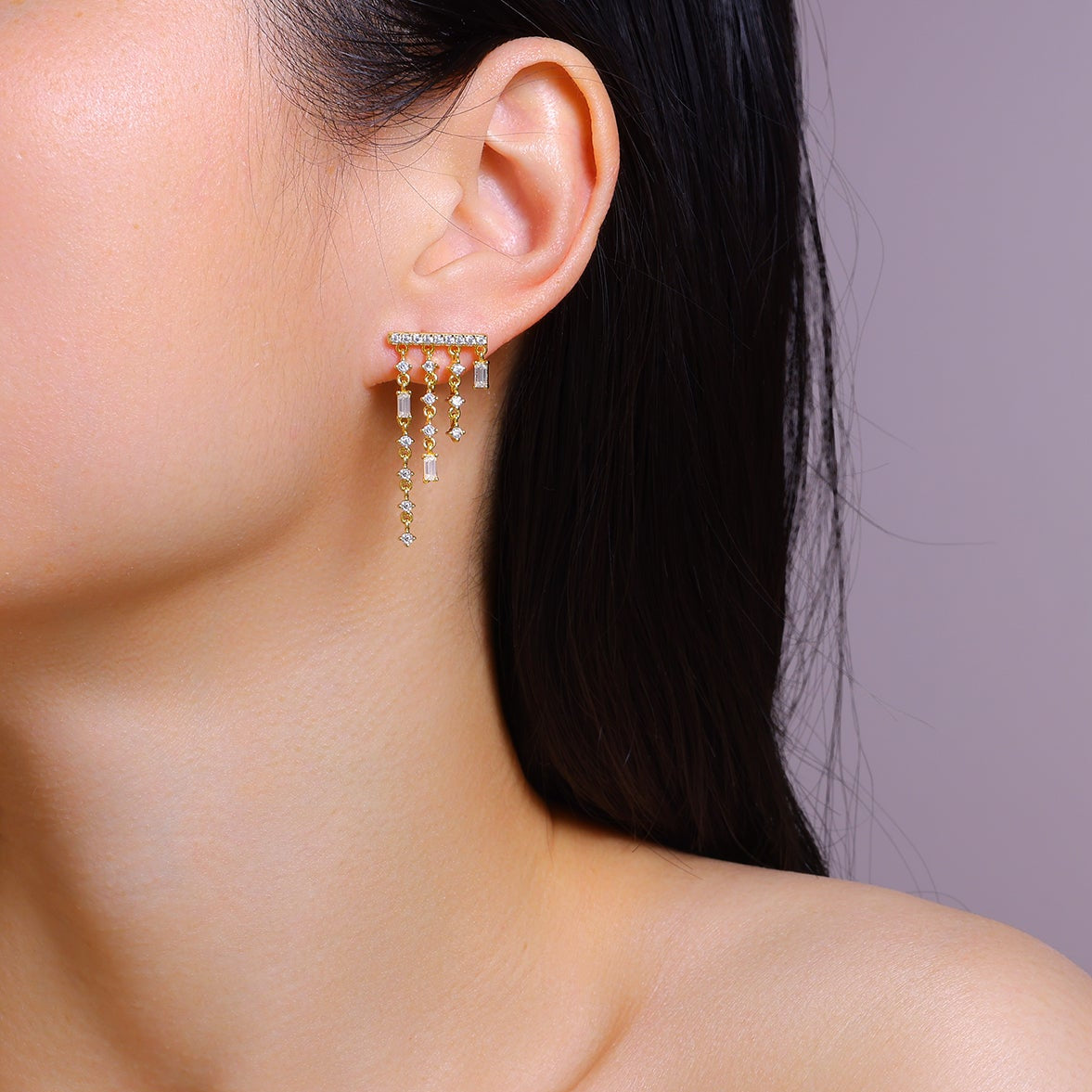 Cascading Fringe Moissanite Earrings