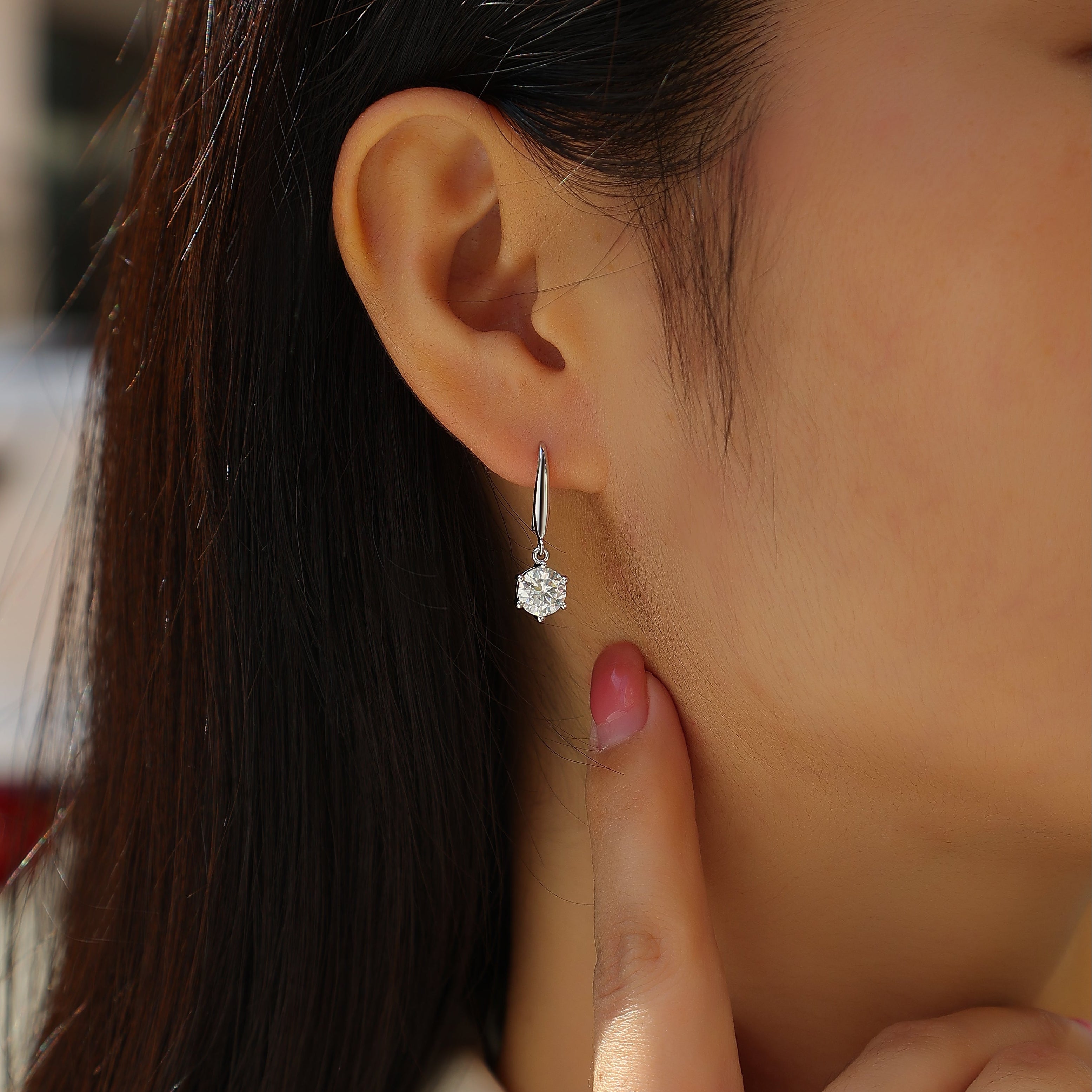 Classic Solitaire Drop Moissanite Earrings