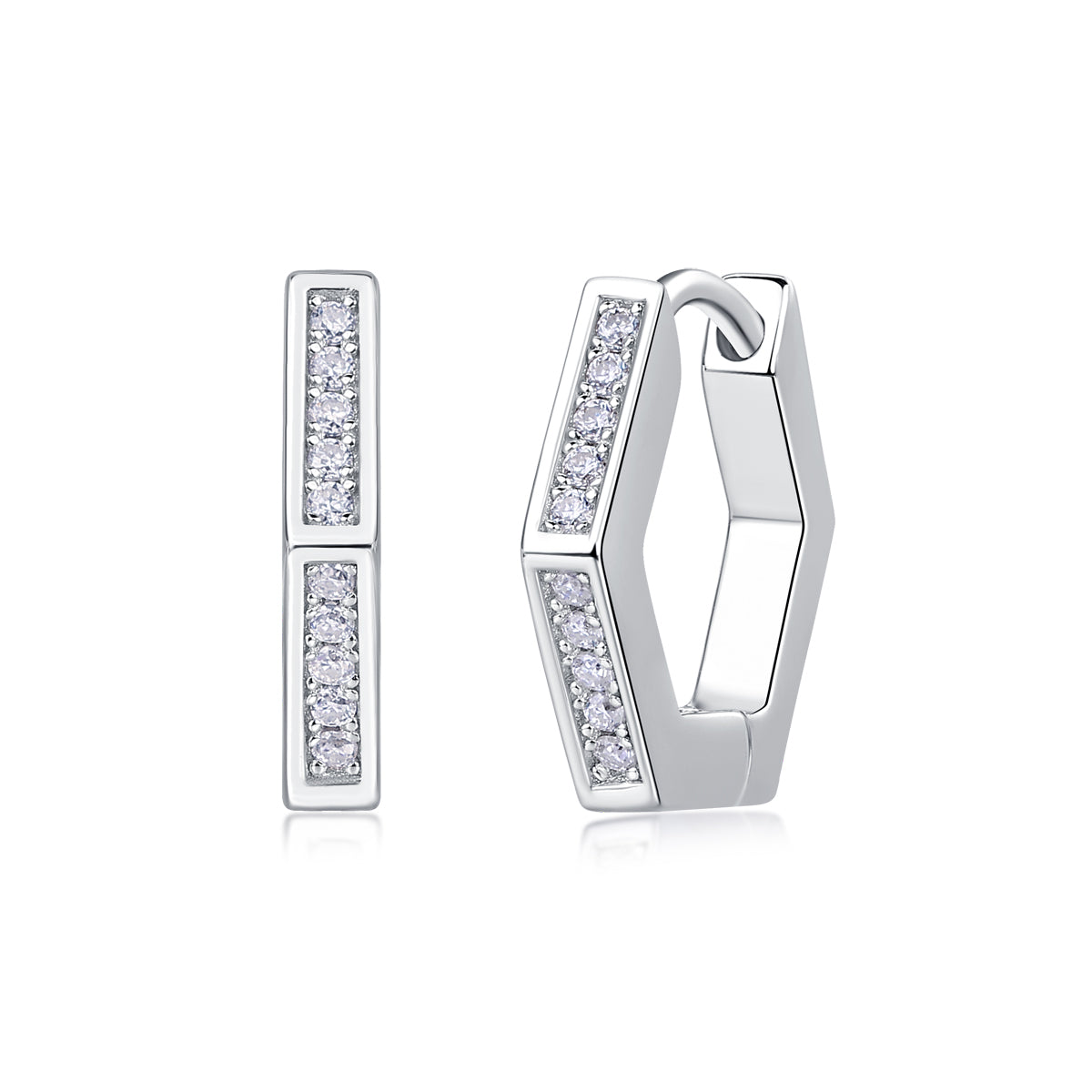 Geometric Channel Set Hoop Earrings
