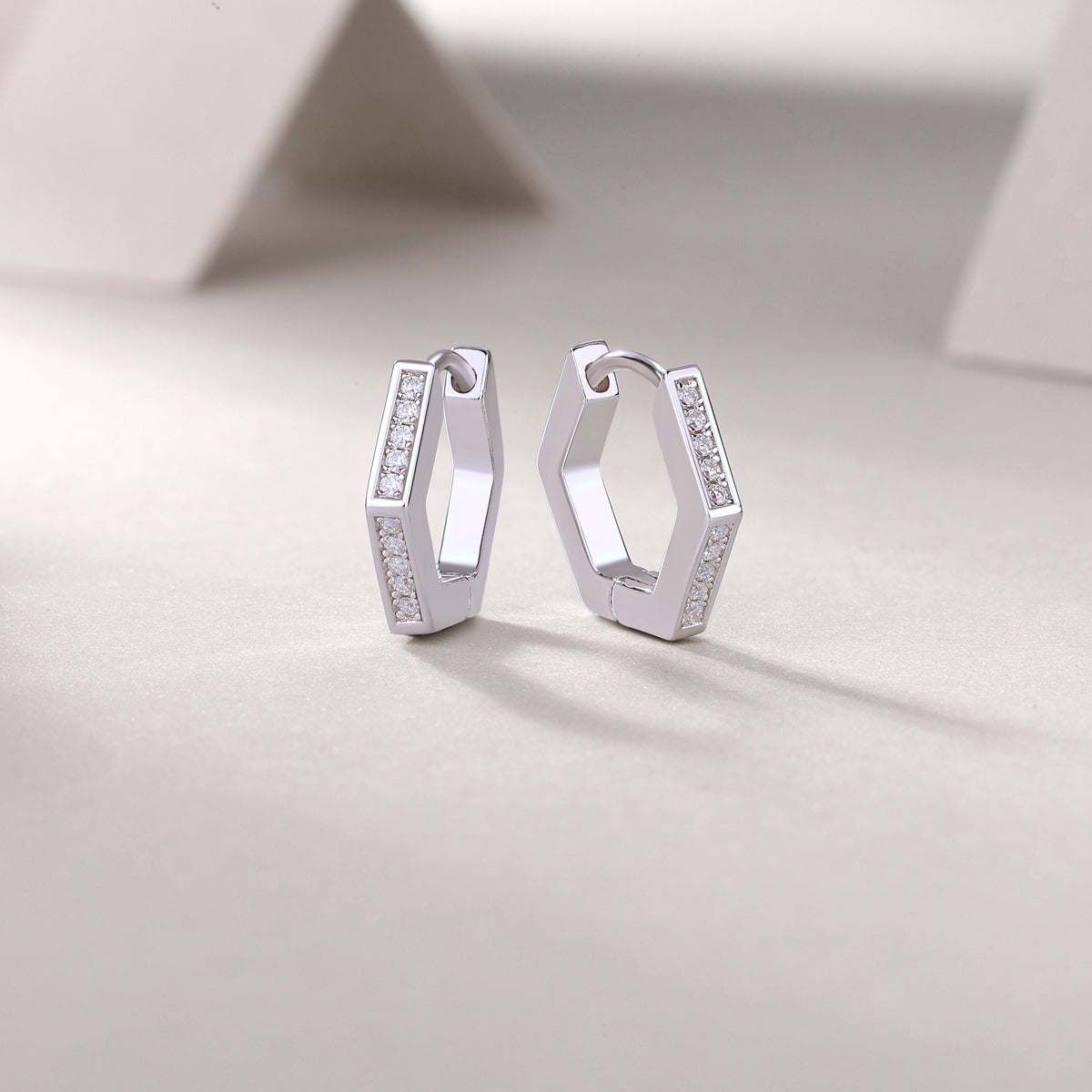 Geometric Channel Set Hoop Earrings
