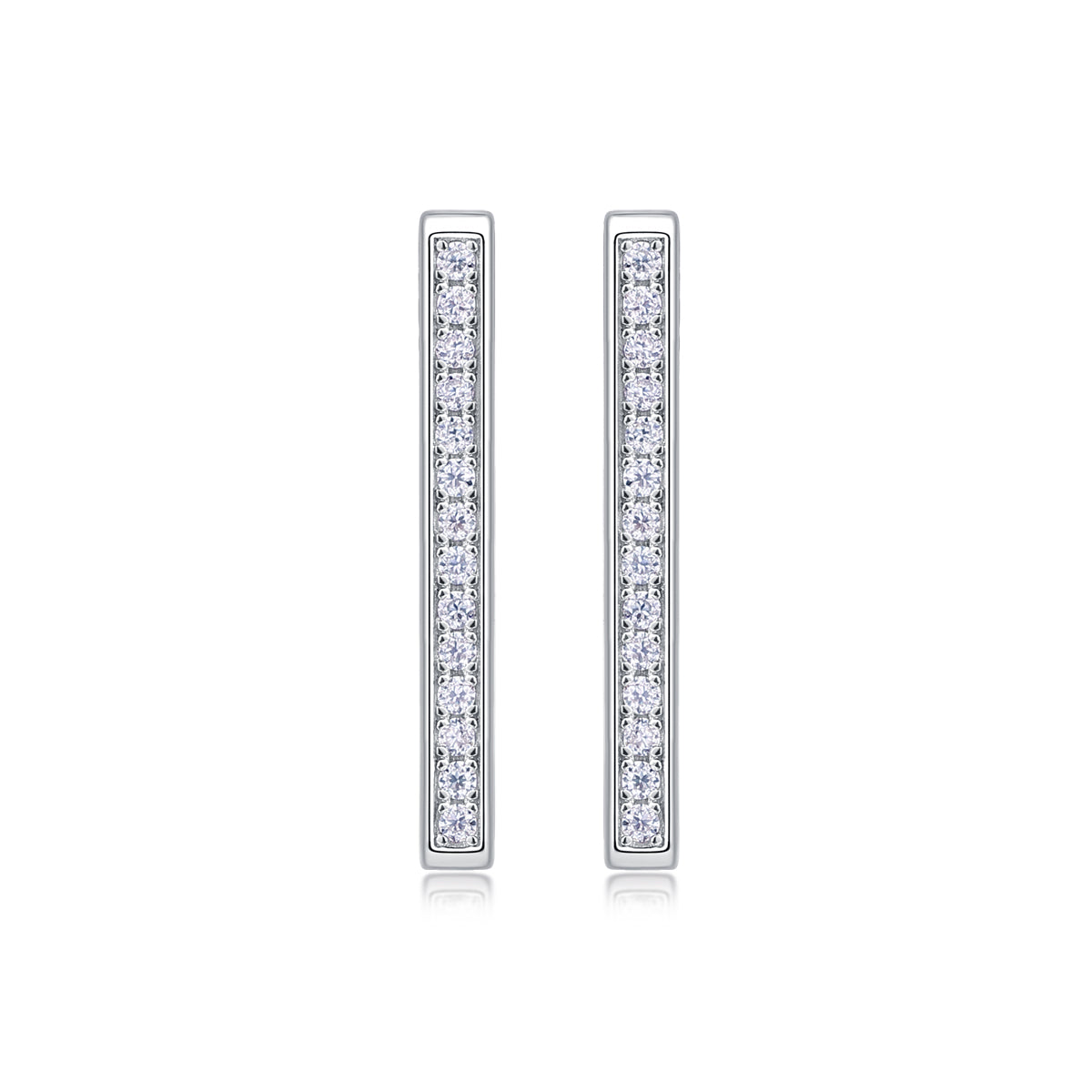 Pavé Bar Moissanite Hoop Earrings