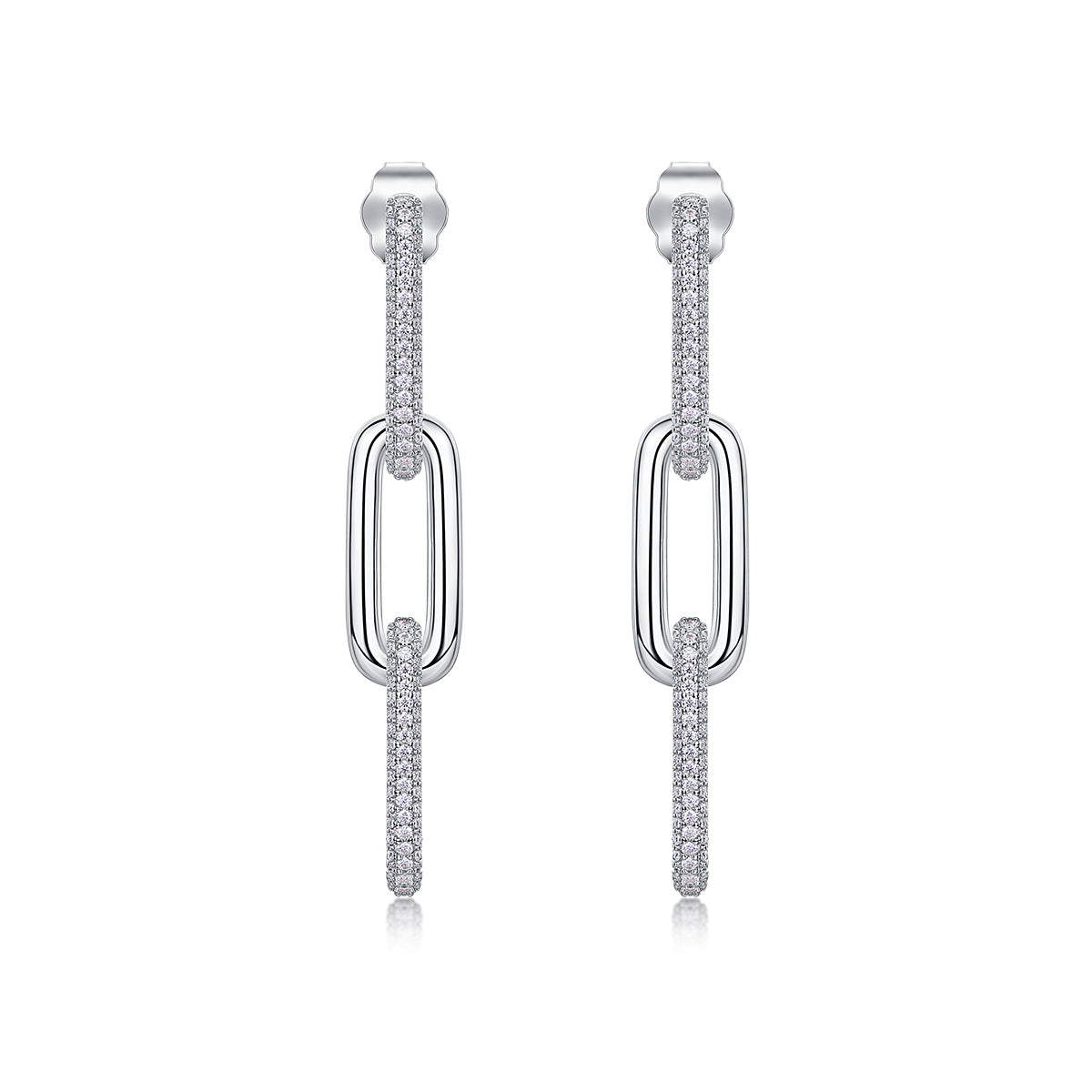 Vertical Link Pavé Drop Earrings