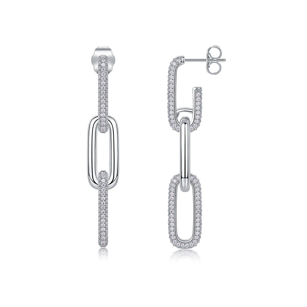 Vertical Link Pavé Drop Earrings
