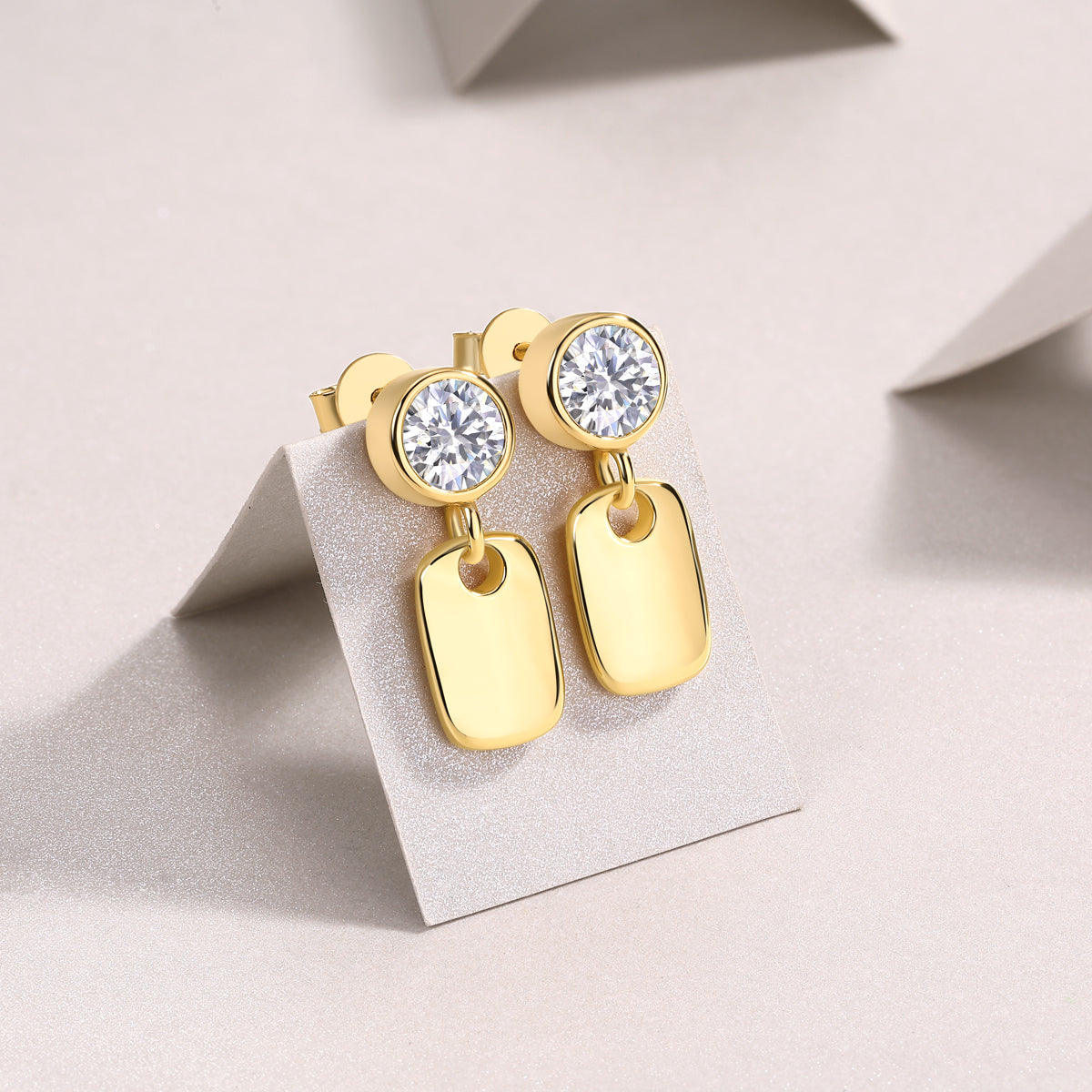 Modern Drop Moissanite Stud Earrings