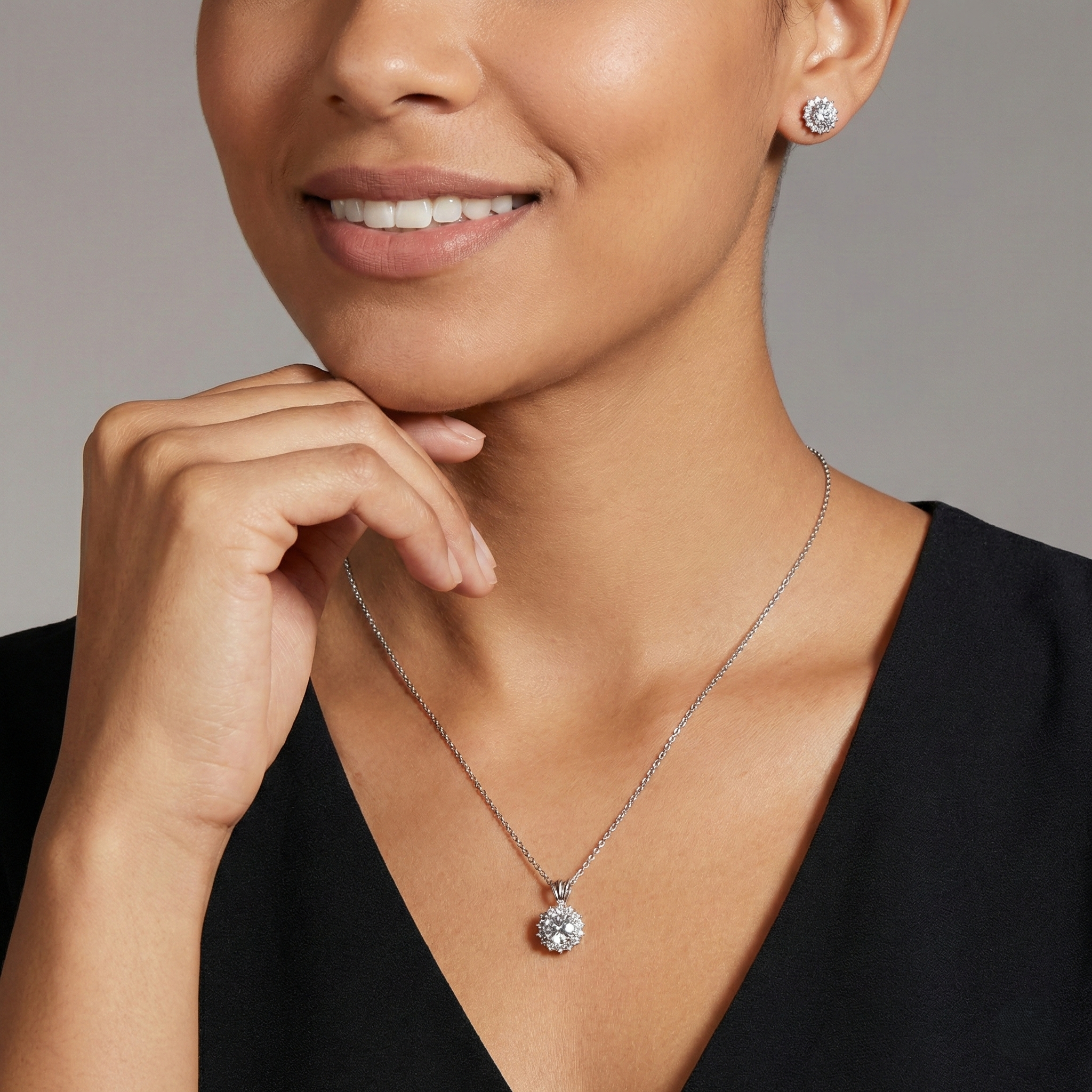 Sunburst Halo Moissanite Jewelry Set