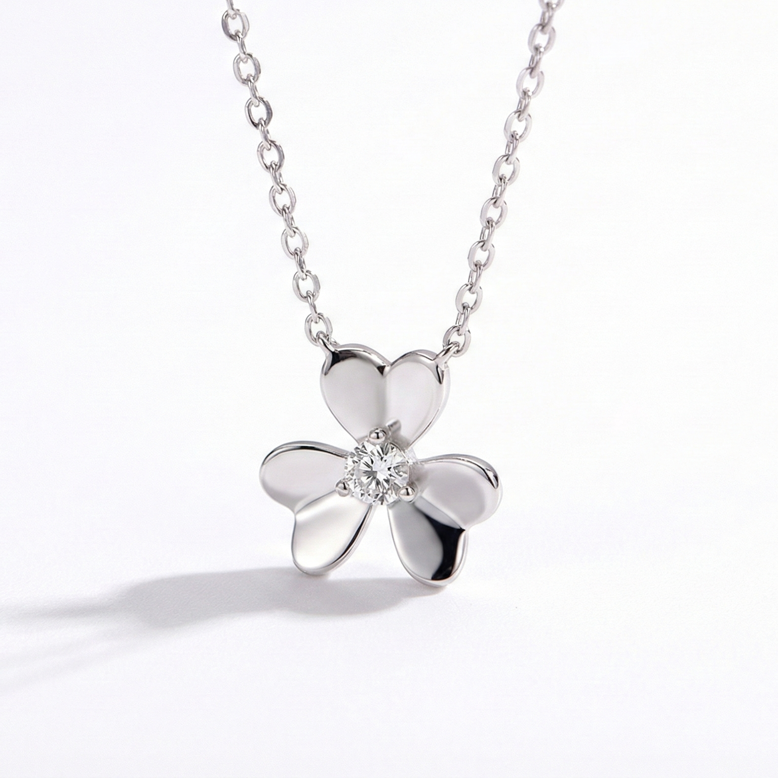 Three‑Leaf Clover Moissanite Necklace