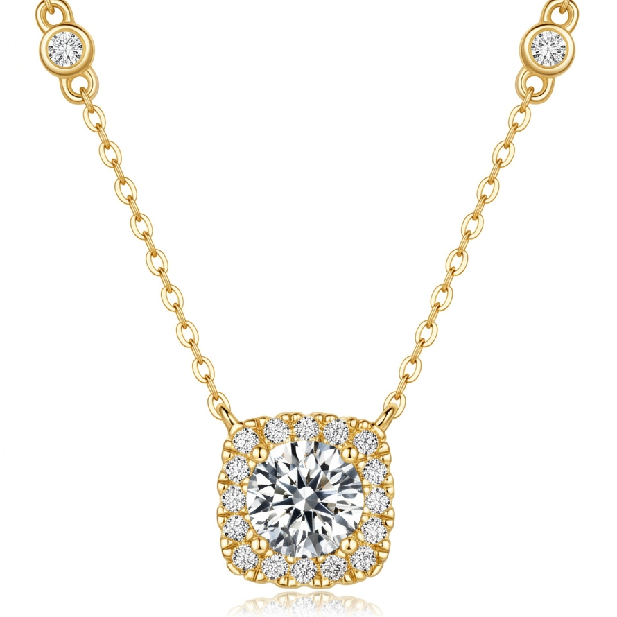 Cushion Cut Moissanite Pendant Necklace