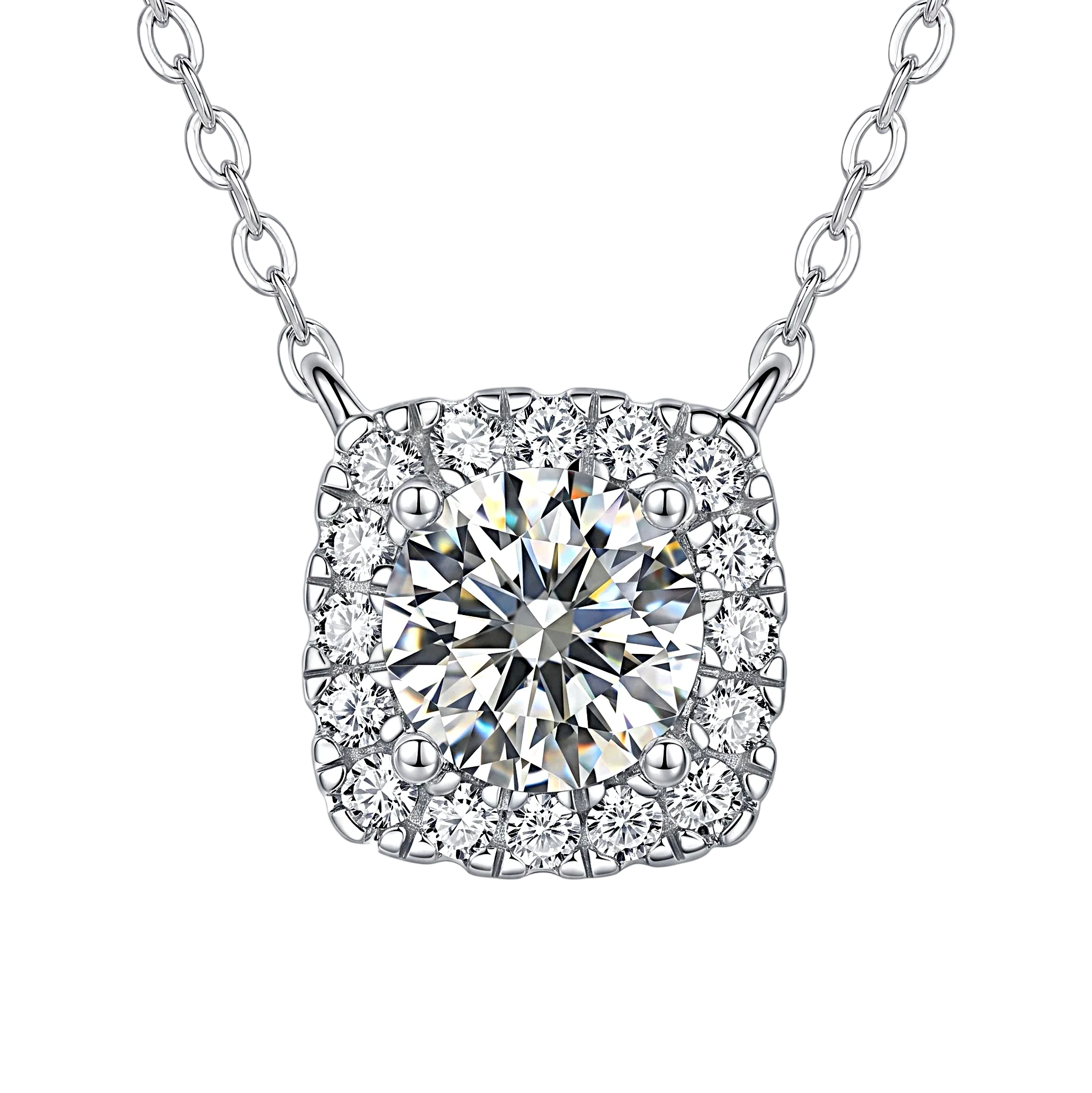 Cushion Cut Moissanite Pendant Necklace