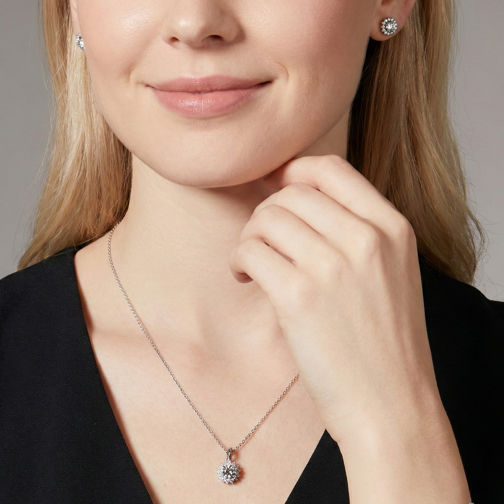 Sunburst Halo Moissanite Jewelry Set