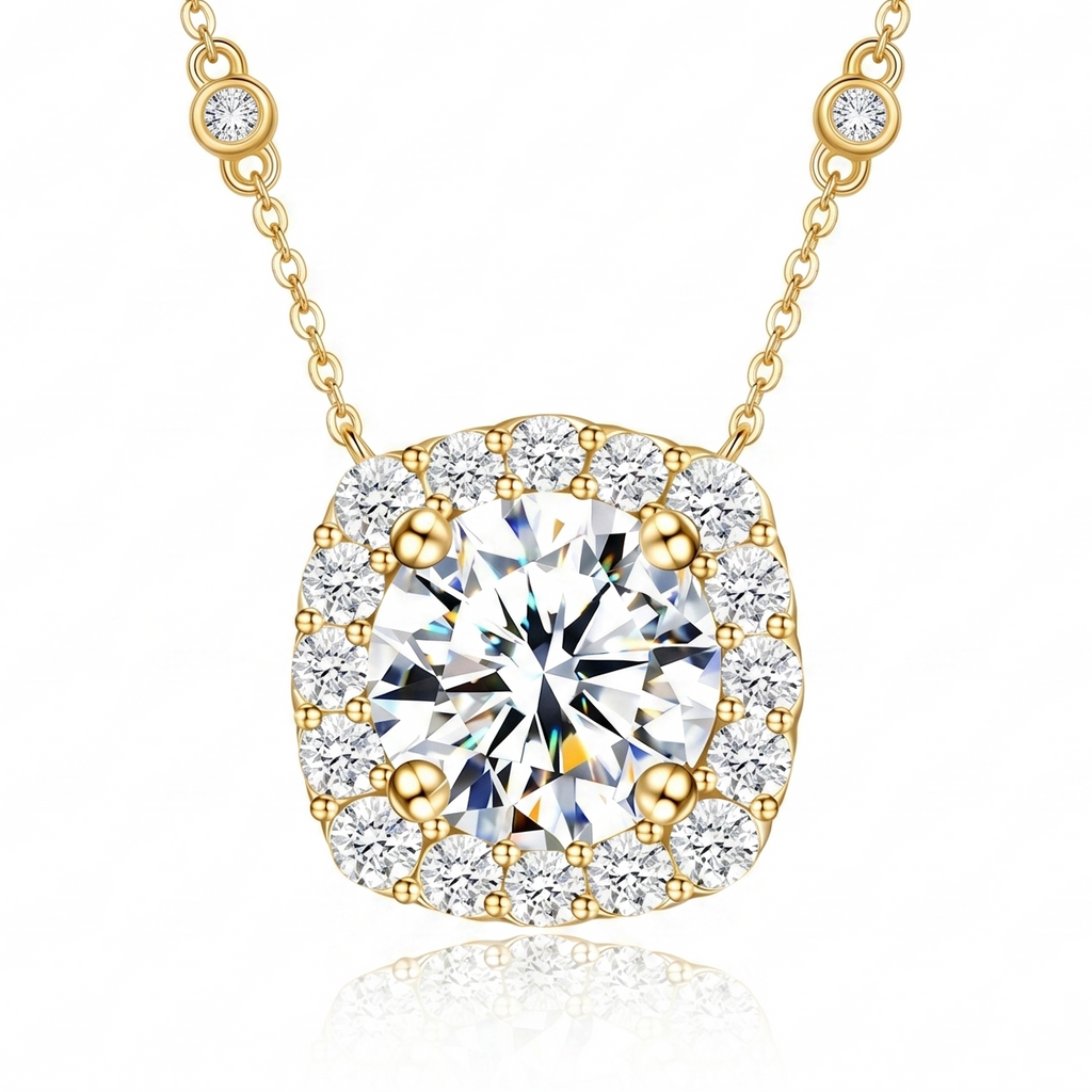 Cushion Cut Moissanite Pendant Necklace