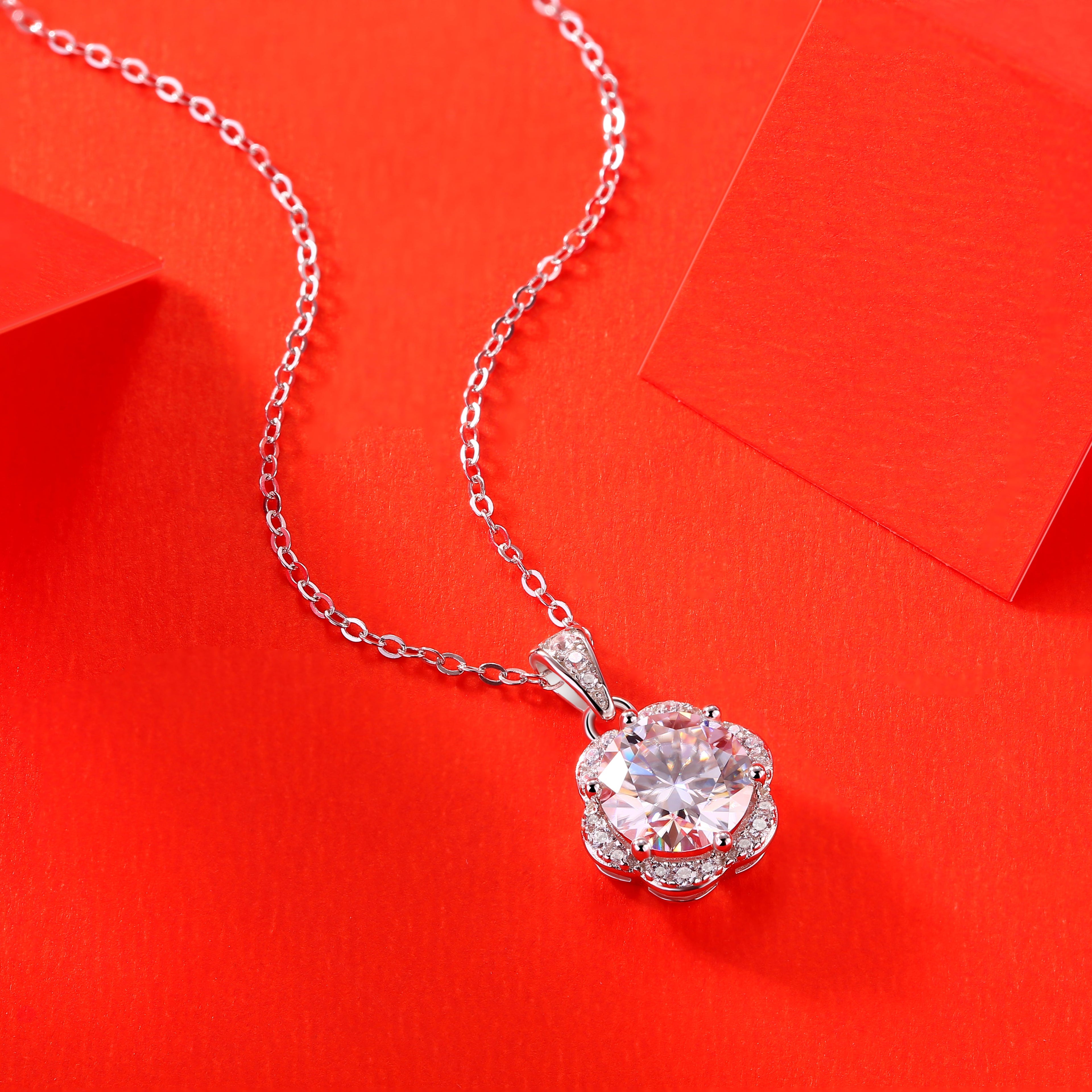 Radiant Bloom Moissanite Pendant Necklace