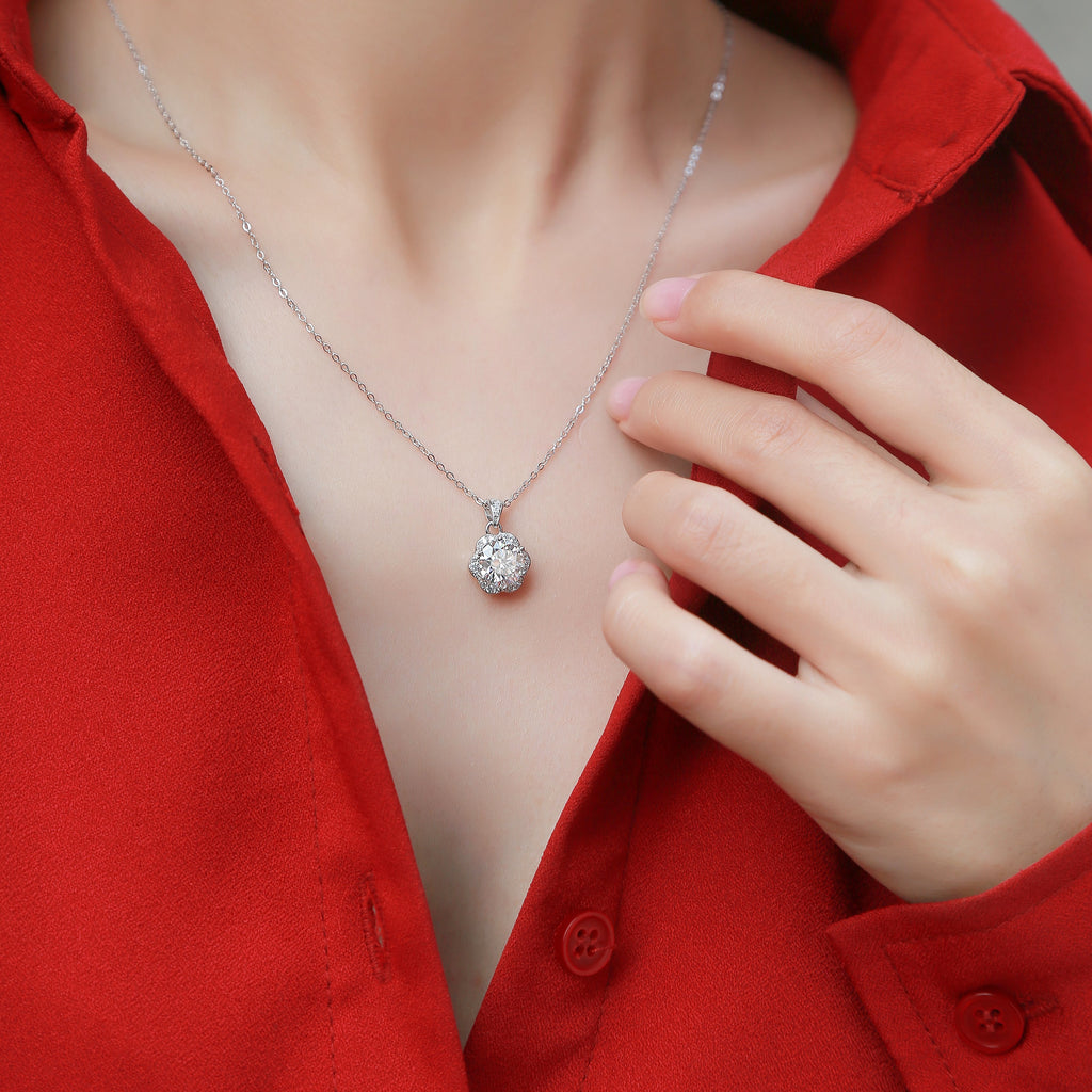 Radiant Bloom Moissanite Pendant Necklace