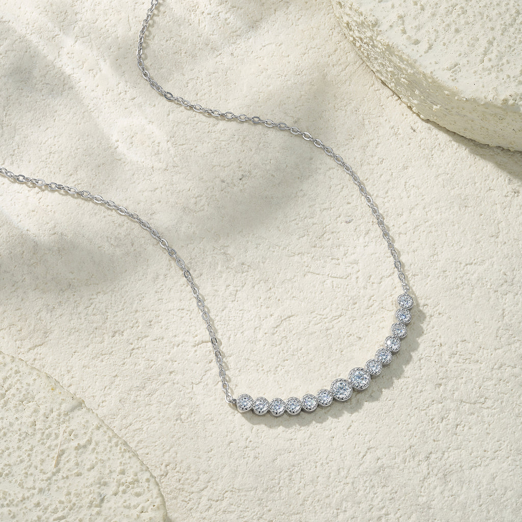 Graduated Round Brilliant Moissanite Station Necklace