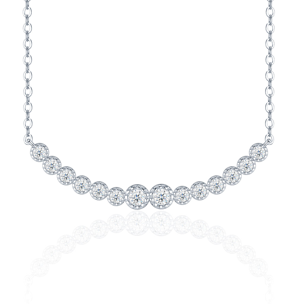 Graduated Round Brilliant Moissanite Station Necklace
