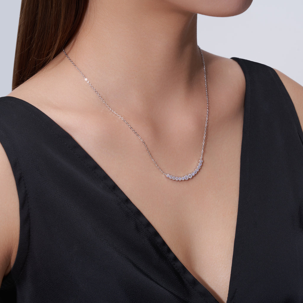 Graduated Round Brilliant Moissanite Station Necklace
