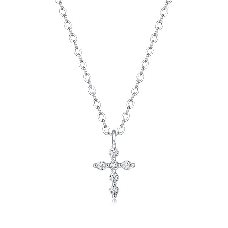 Cross Light Moissanite Pendant Necklace