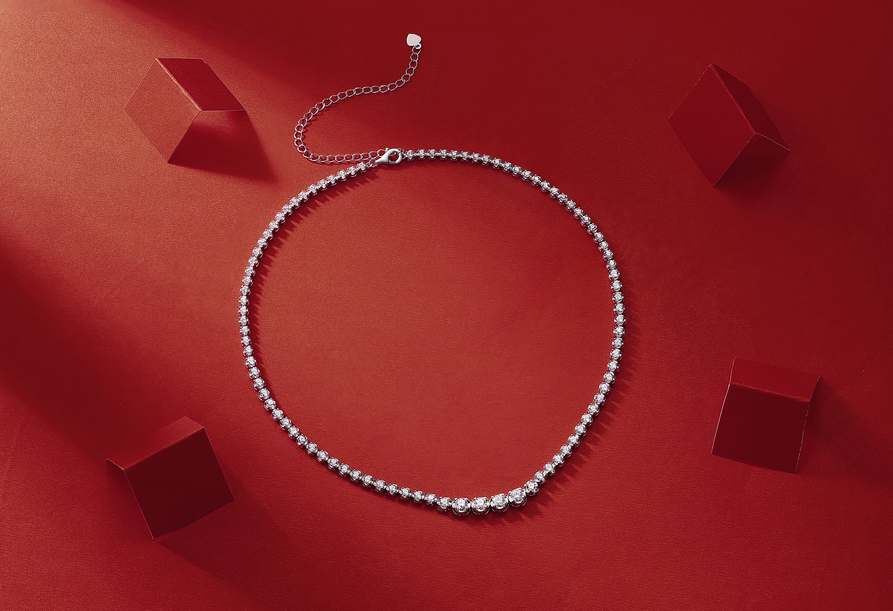 Moissanite Tennis Necklace in 925 Sterling Silver with White Gold Plating – 1.2 ct