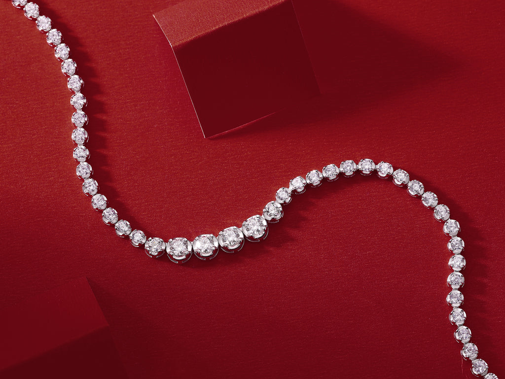 Moissanite Tennis Necklace in 925 Sterling Silver with White Gold Plating – 1.2 ct